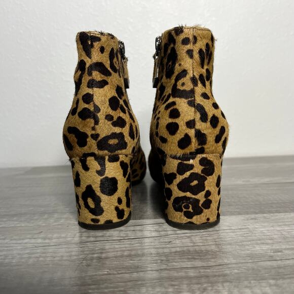 Earthies Calf Fur Leopard Animal Print Leather Apollo Boots Booties Size 7 1/2 - Picture 4 of 11